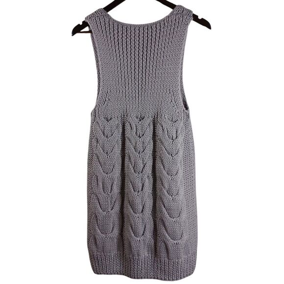 American Retro Women’s Sz 0 Gray Cable Knit Nordic Sweater Dress Wool Blend Mini - Picture 6 of 8